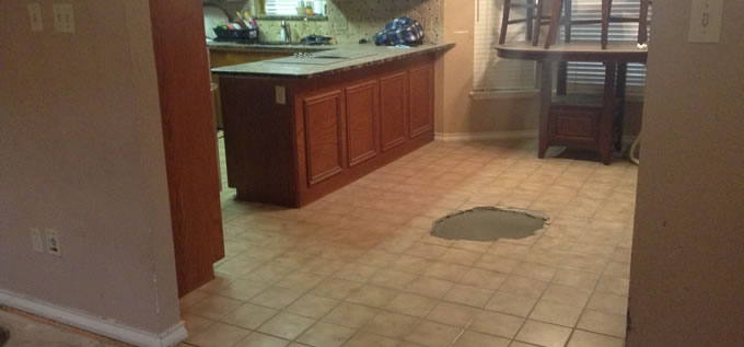 Interior concrete slab foundation repair process photo 6 in Corpus Christi, Texas